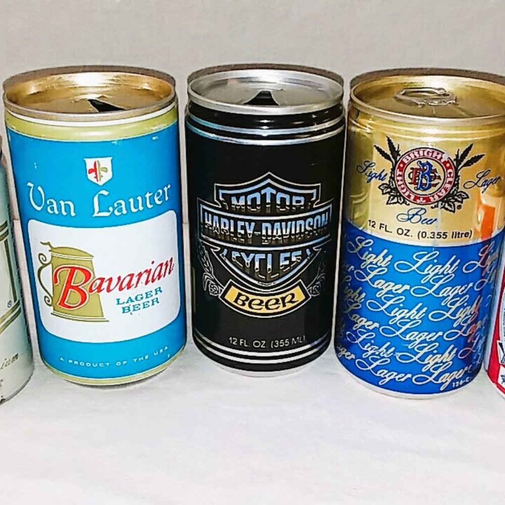 Collector Harley Davidson Van Lauter Budweiser Beer Cans
